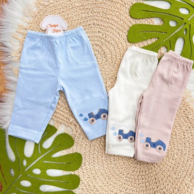 Kit 3 Calças - Um, Dois, Três e Já! - Azul Bebê, Off White e Areia